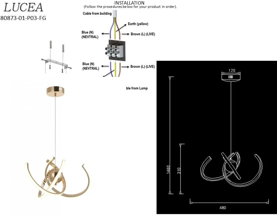 Lucea MASDE 3'LÜ LEDLİ AVİZE 3000-6000K 45W - Görsel 3