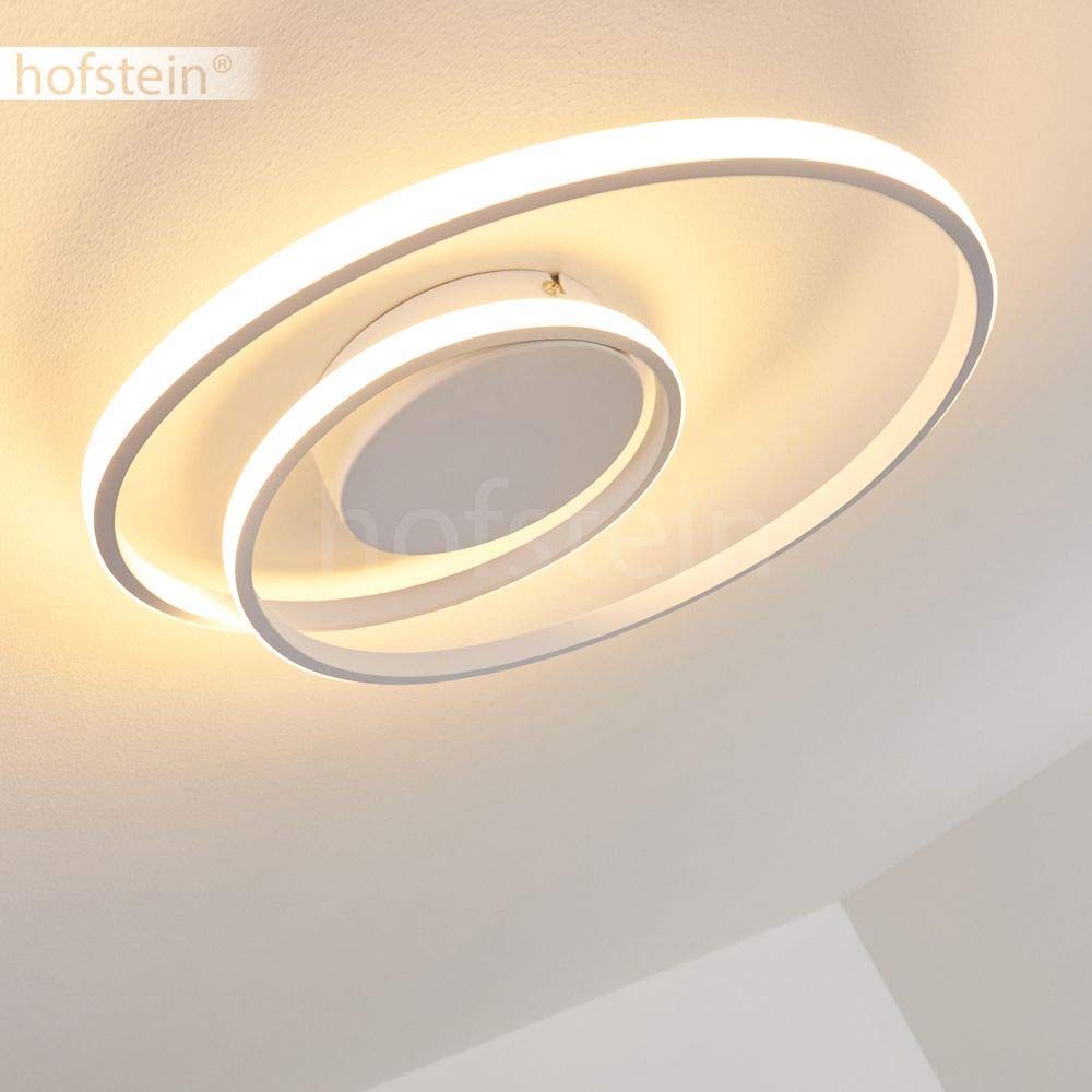 HOFSTEIN LED Deckenleuchte Leksund, dimmbare Deckenlampe aus Metall in Weiß mit Lichteffekt, dimmbar über Lichtschalter, max. 24 Watt, 2200 Lumen, 3000 Kelvin, Esszimmer, Wohnzimmer, Schlafzimmer