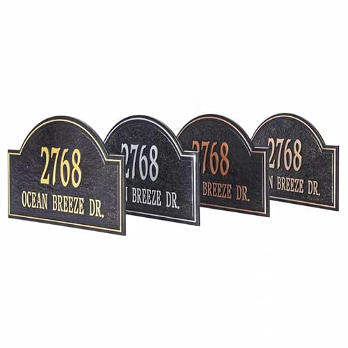 Address Sign Cast Metal Large Options - Wall Mounted House Address Numbers Sign For Outside House,Personalized Address Plaque Plate,House Number Plaque Sign For Street,Garage,Garden,Apartment,Mialbox 12'' X 6.2''(Red Copper) #TOP2