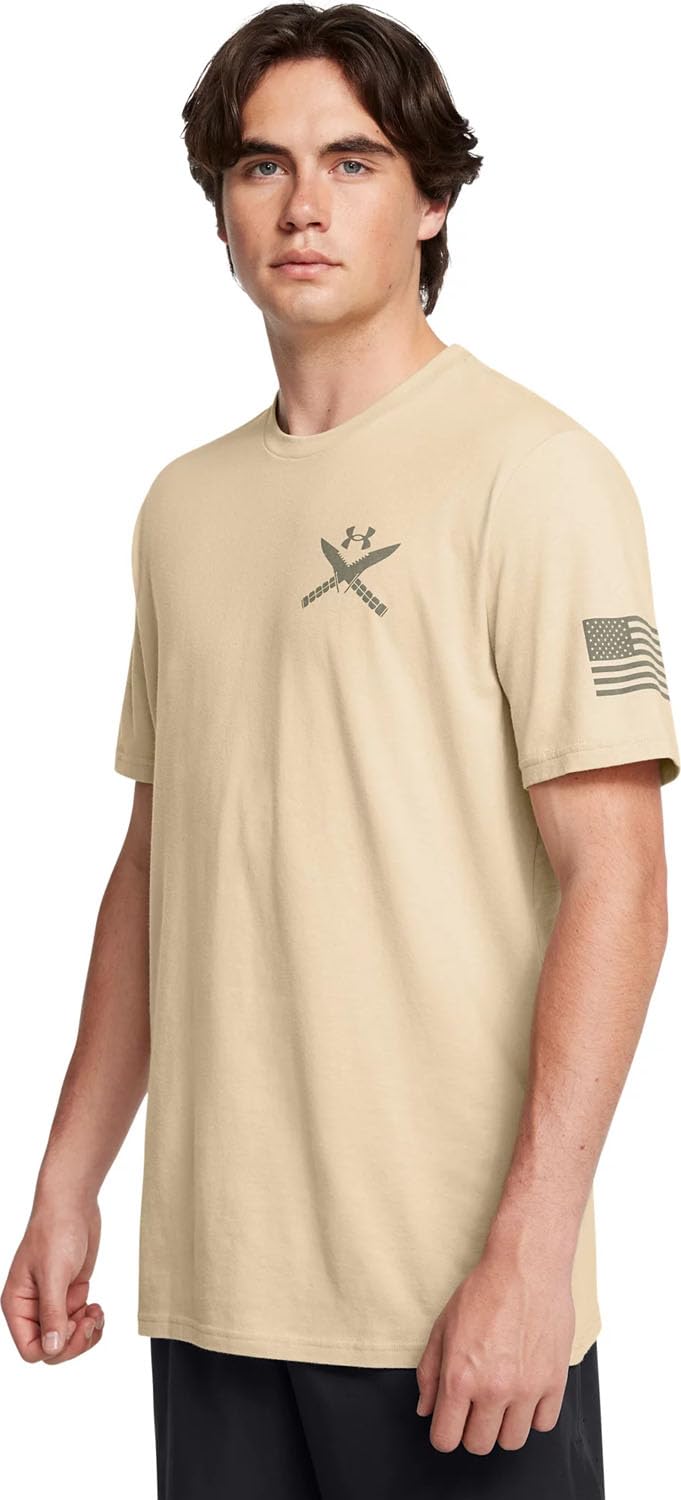 Under Armour Men's Desert Sand (290) - Freedom Tac Logo T-Shirt, Color Size: Large