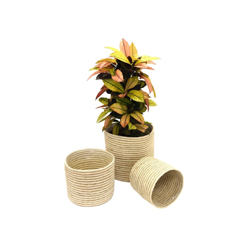 Garden Gear - Planter Basket - Seagrass and Jute - Grey - 3 Pack