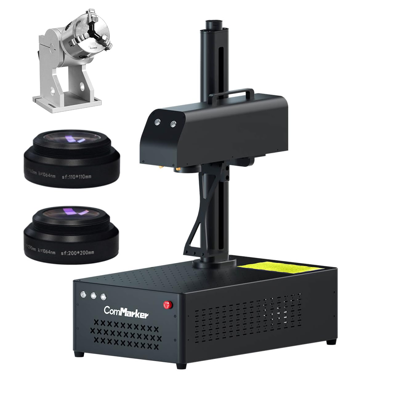 ComMarker B4 100W Max Fiber Laser Engraver with Rotary Axis,Support LightBurn Laser Engraving Machine with 2 Different Size Lens,Fiber Laser Marking Machine for Jewelry,Sliver,Tag,Tumblers,Brass