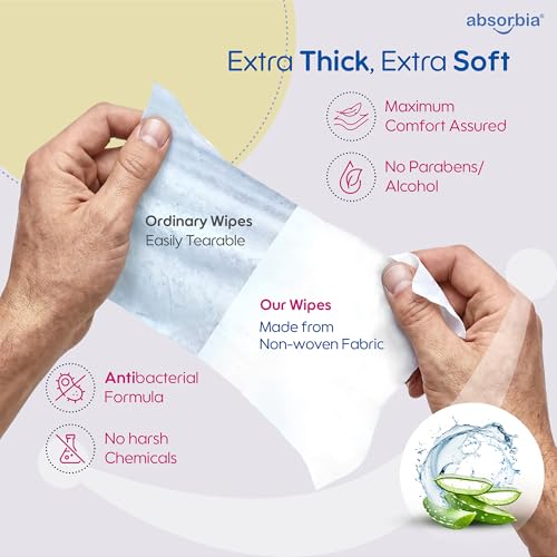 Image of Absorbia Gentle Baby Wet Wipes (144s x Pack of 2 with Lid) | 90% Pure Water Based | Enriched in Aloe Vera & Vitamin E | Paraben & Alcohol Free | Safe for Face, Hands & Bums | Premium Hygiene Essential