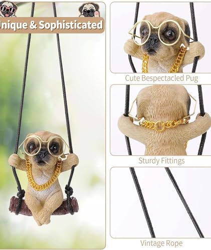 Image of NUDFSY Resin Car Decoration Accessories, Labrador Retriever Car Mirror Car Hanging Accessories Cute Dog Rear View Mirror Car Accessories Interior (B), 7.3 cm, Brown