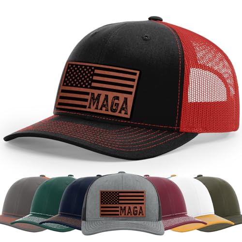 Trump 2024, USA American Flag Hat, 112 Style Trucker Leather Patch Hat for Men And Women Breathable Hat, Snapback Adjustable Hat