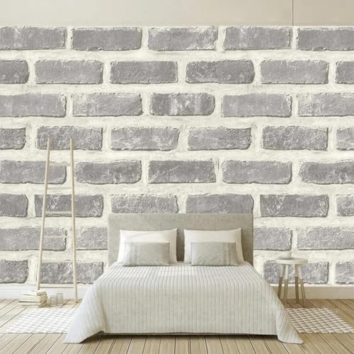 HBYUEHAN Papel tapiz de fondo con textura de ladrillo gris de imitación Retro, papel tapiz con foto 3D, restaurante, hotel, sala de estar, FONDO DE TV papel tapiz, póster