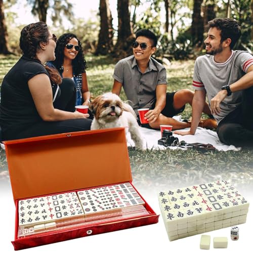 Set de tuiles mahjong complet avec 144 pièces compactes