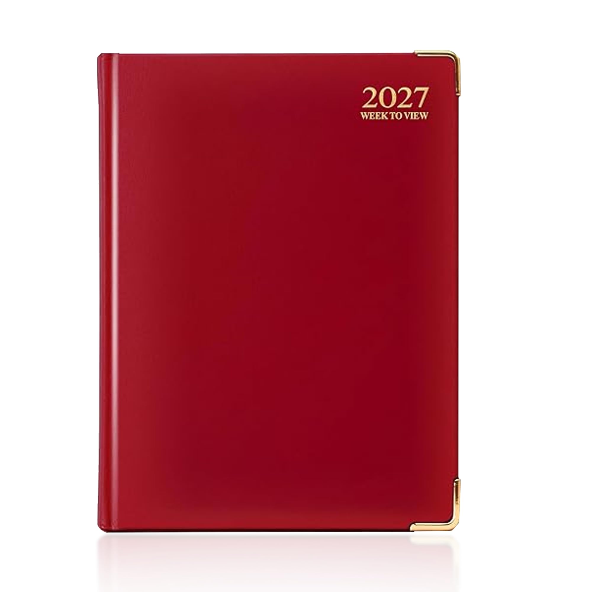 AIBULO 2027 A4 Week to View Red Diary Gilt Edges Hardback