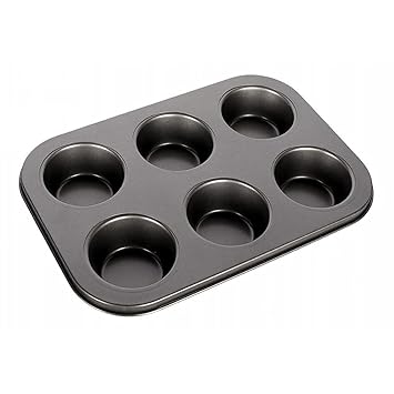 Trending Products Villa 6 Slot Aluminium Tray Cup Muffin Pan Tins Mould for Baking Cupcake Mould Non-Stick Bakeware Reusable Tray Pan Mould for Deserts, Pastries and Cookies Non-Stick (Black)