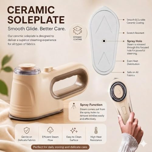 Image of Portable Handheld Garment Steamer | 1000W Foldable Mini Travel Steam Iron | 160ml | Iron Rest Pads | Heat Resistant | Anti-Slip Mat | Protective Waterproof Insulation Mat | Assorted (Color Multi 0)