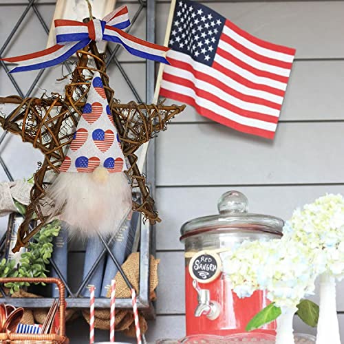 4Th Of July Gnomes Patriotic Hanging Gnome, Independence Day Decorations American Rustic Star W/Rope, Patriotic Tree Decor For Front Door Porch Wall Window Decor #TOP1