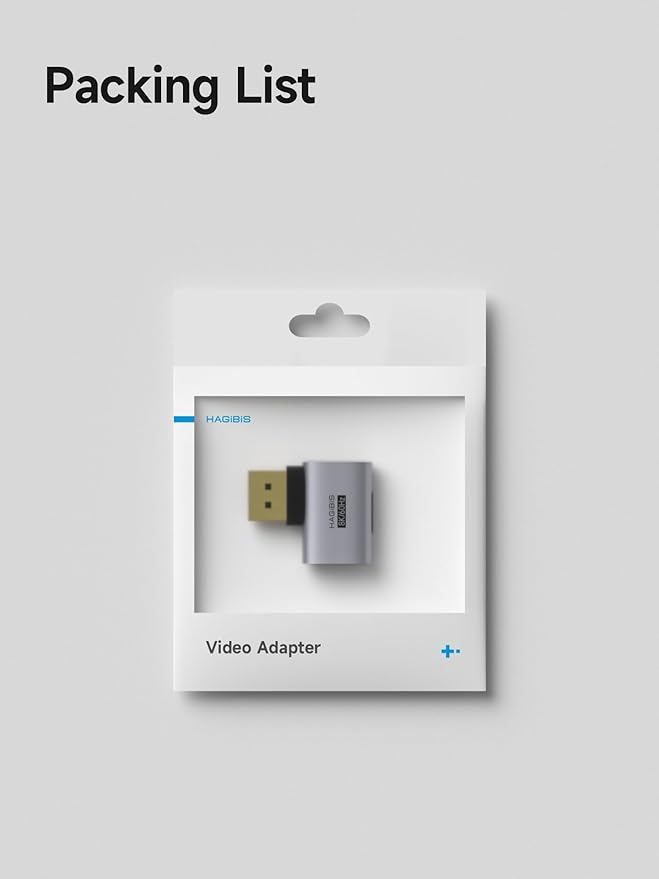 Adaptador DisplayPort Hagibis 2 Pack 8K@60Hz 4K@240Hz Ángulo Recto Macho a Hembra miniatura 8
