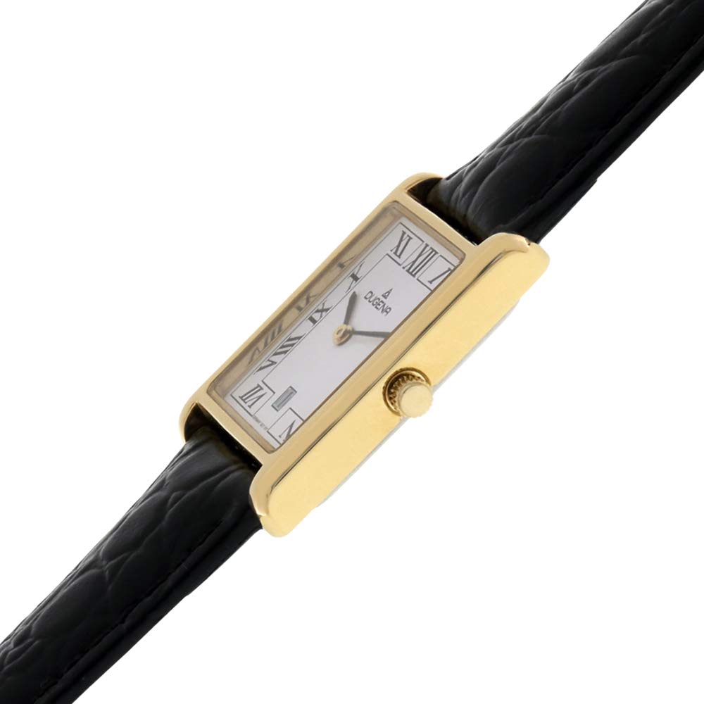 DUGENA Unisex-Armbanduhr 4460726 Quadra Classica, Quarz, weißes Zifferblatt, Edelstahlgehäuse, gehärtetes Mineralglas, Lederarmband, Dornschließe, 3 bar
