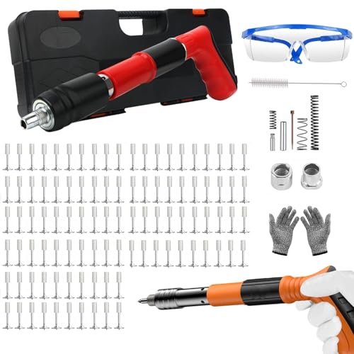 Nagelpistole Beton, Beton nagelpistolen setmit 100 Stück Rund Nagel, Handgehaltene Mini Nagelpistole, Leiser Bolzenschussgerät für Deckenmontage/Wandbefestigung (B)