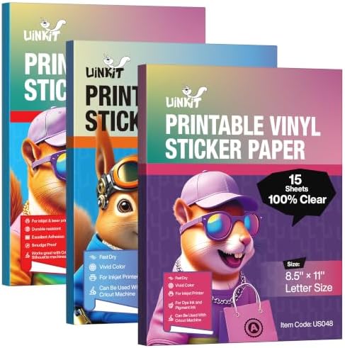 Uinkit All-in-One Printable Vinyl Sticker Paper Bundle – Matte (1...
