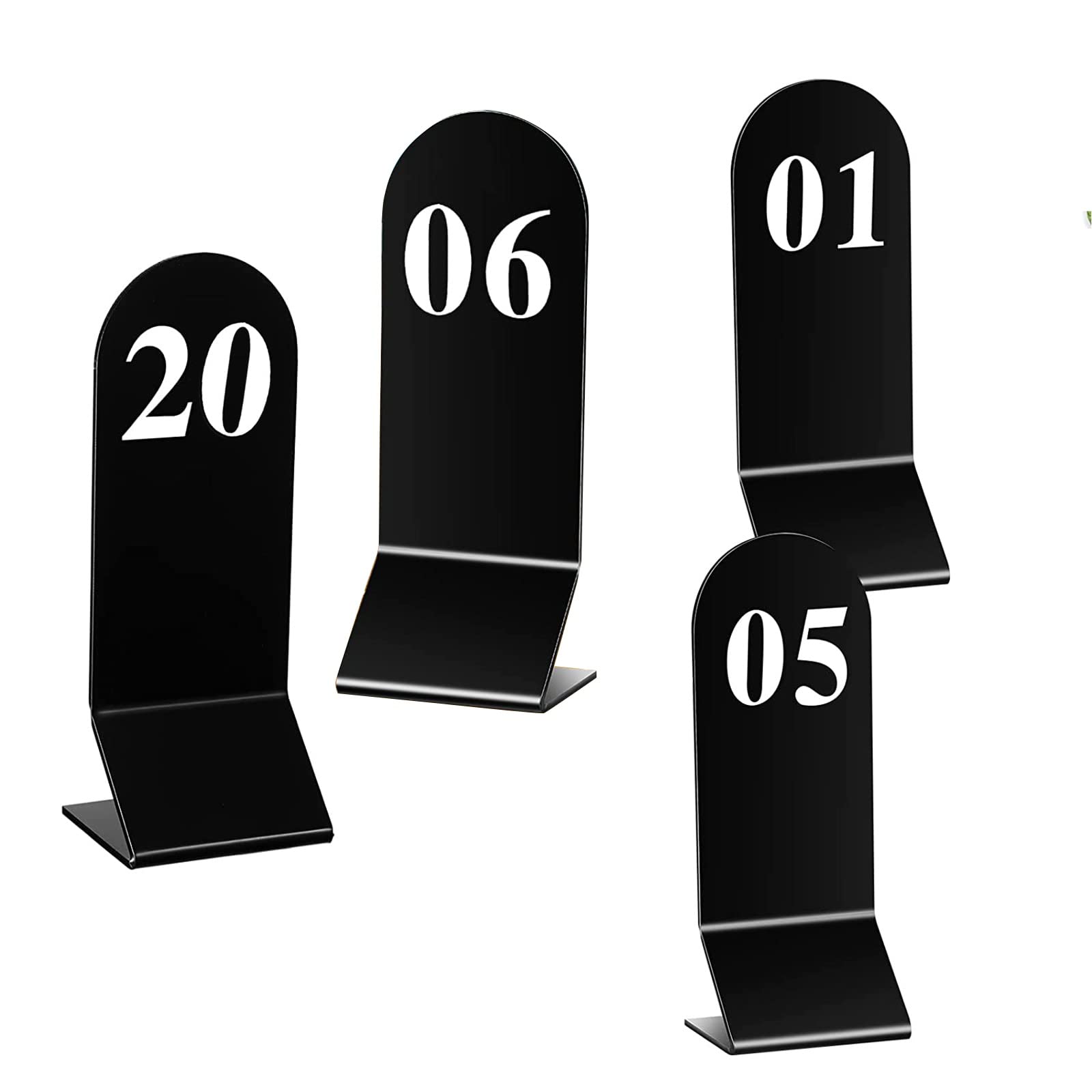 GTHTUHFD Table Numbers 1-20 Black Acrylic Restaurant Table Numbers Cards Digital Signs - Lightweight And Easy To Clean - Stackable Table Number Signs For Bar Party Banquets Cafés/
