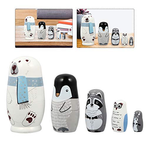 ARTIBETTER 5 Camadas Bonecas Russas Animais Brinquedos de Madeira Bonecas Matryoshka Brinquedos de M