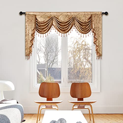 Elkca European Valance Curtains For Living Room Luxury Coffee Curtains For Bedroom Window Curtains For Kitchen, Rod Pocket (W79, 1 Piece) #TOP27