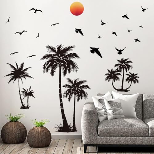 Vinilos decorativos árbol de palma negro 2 planchas 36x12 in