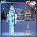 4FT Large Light-Up Giant Nutcracker Christmas Decor, Prismatic Iridescent Nutcracker Outdoor Soldier with 110 LED Pre-lit Lights, Plug-in Outdoor Nutcracker Decorations for Yard, Porch, Garden