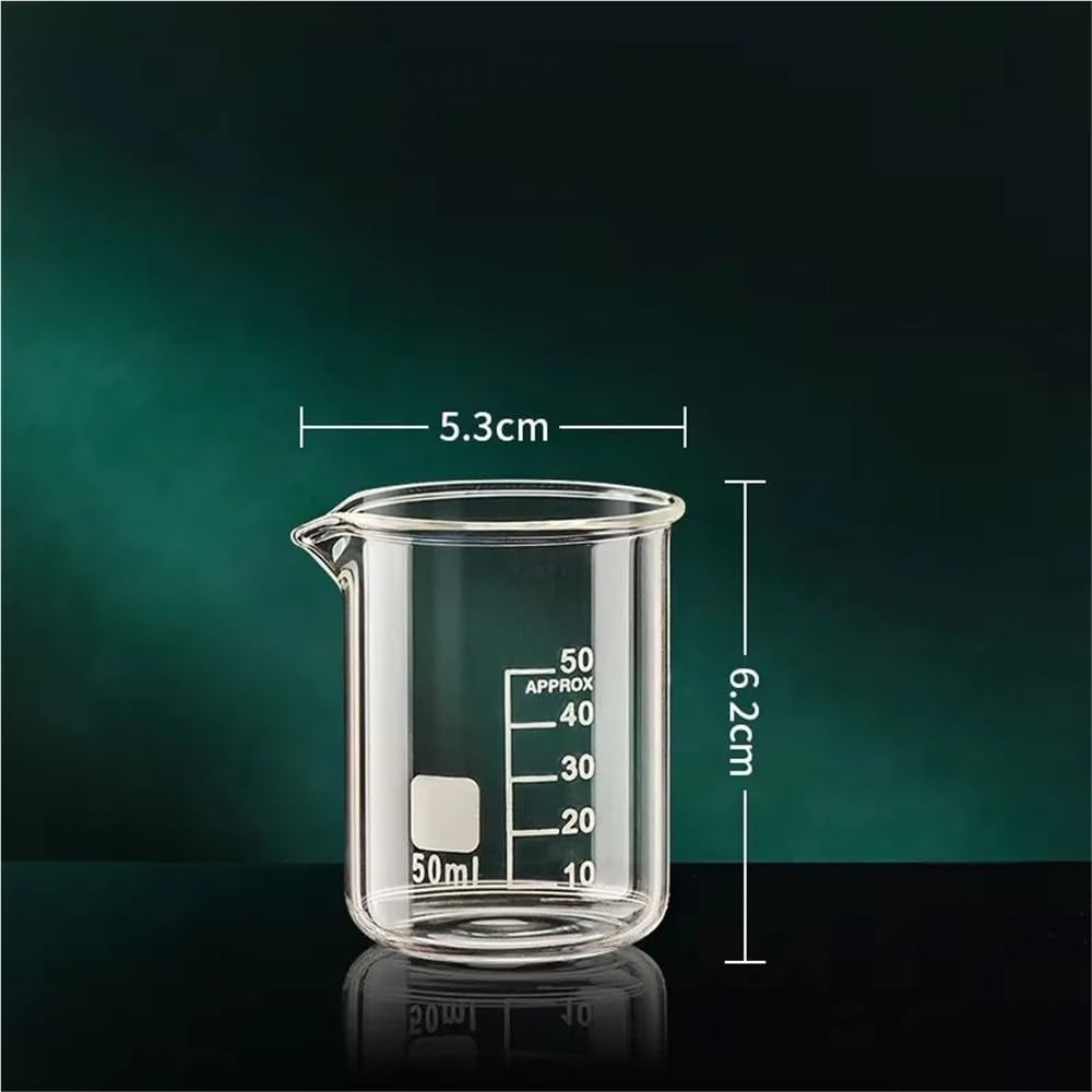 2 szt. szklanek miarowych z wysokim borokrzemianem – przezroczyste miarki z podziałką do użytku w kuchni i laboratorium(50ML)