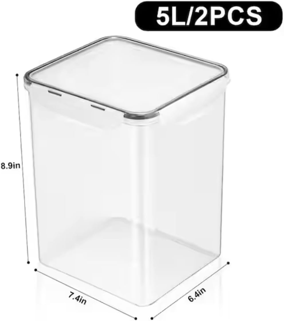 Set of 2 Airtight Dry Food Storage Containers with Lids, Labels and Marker JN59121