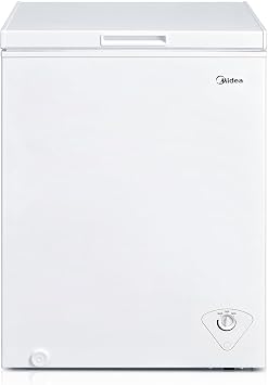 Midea MRC050S0AWW Chest Freezer, 5.0 Cubic Feet Freezer With Removable Basket, Adjustable Temperature, For Kitchen Apartment Office, White