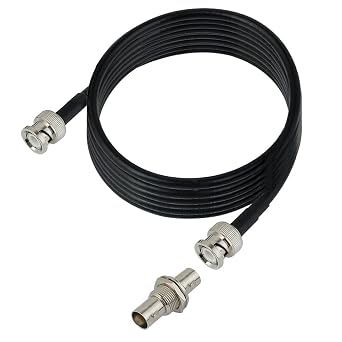 Brass Coaxial Antenna Extension Cable with BNC-Bulkhead Connector for Wireless System Multi Device Distribution, 10 Feet Long