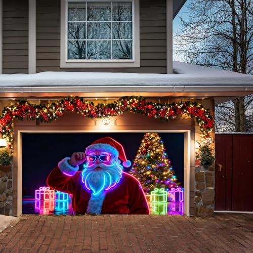 Housse de garage Noël fluorescente avec effets LED scintillants Style A - 4