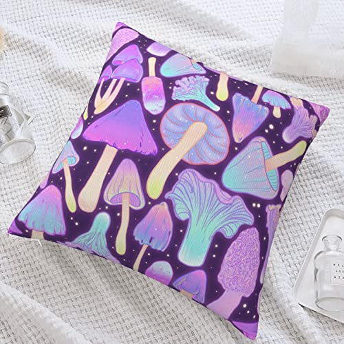 Psychedelic Trippy Mushrooms Throw Pillow Covers Cushion Cases Square Pillowcases For Home Decor Sofa Car Bedroom Pillow Case 18X18 Inches #TOP2