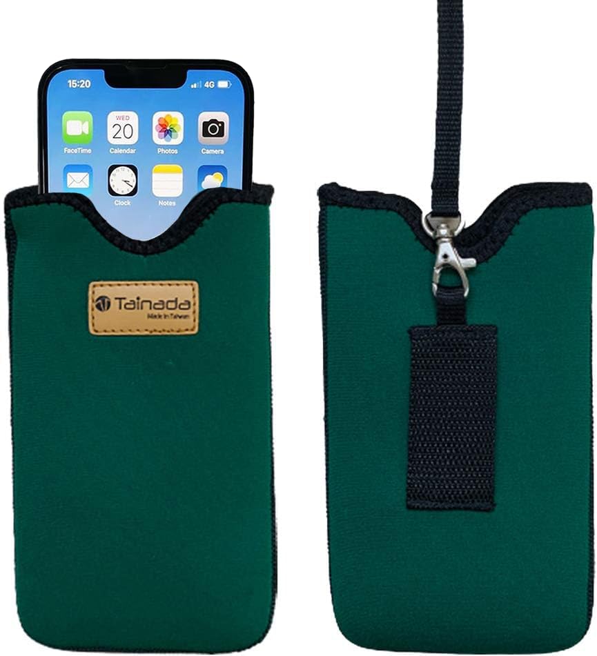 Tainada Neoprene Phone Holder Sleeve w/Belt Loop Holster (Dark Green)