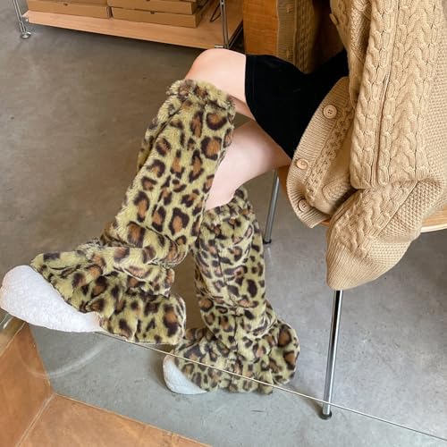 Image of Sexybody Leg Warmers for Women & Girls Y2K Kawaii Fluffy Fur Flared Leg Warmer Furry Goth Grunge Socks Harajuku Leopard