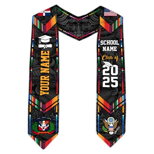 MonkeyVan Custom Dominican Sash Graduation, Dominicans Flag Graduation Sash 2025, Dominican Republic Graduation Stole Style 16