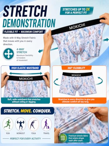 Image of Men's Printed Trunks | Boxer Brief Underwear with Broad Elastic Waistband and Contoured Pouch | Multicolour, Pack of 4