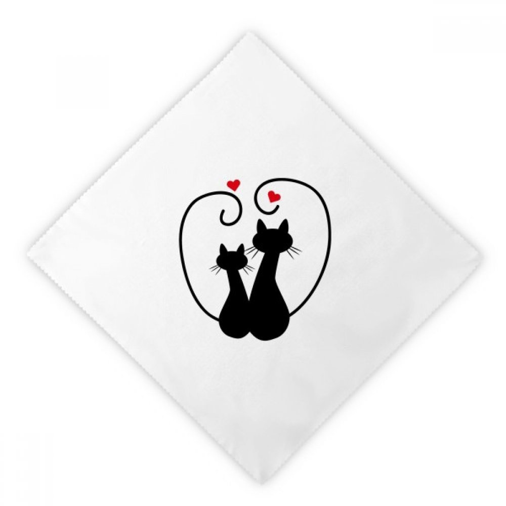 Servilletas de tela con silueta de gato para cenas románticas de San Valentín, pack de 2