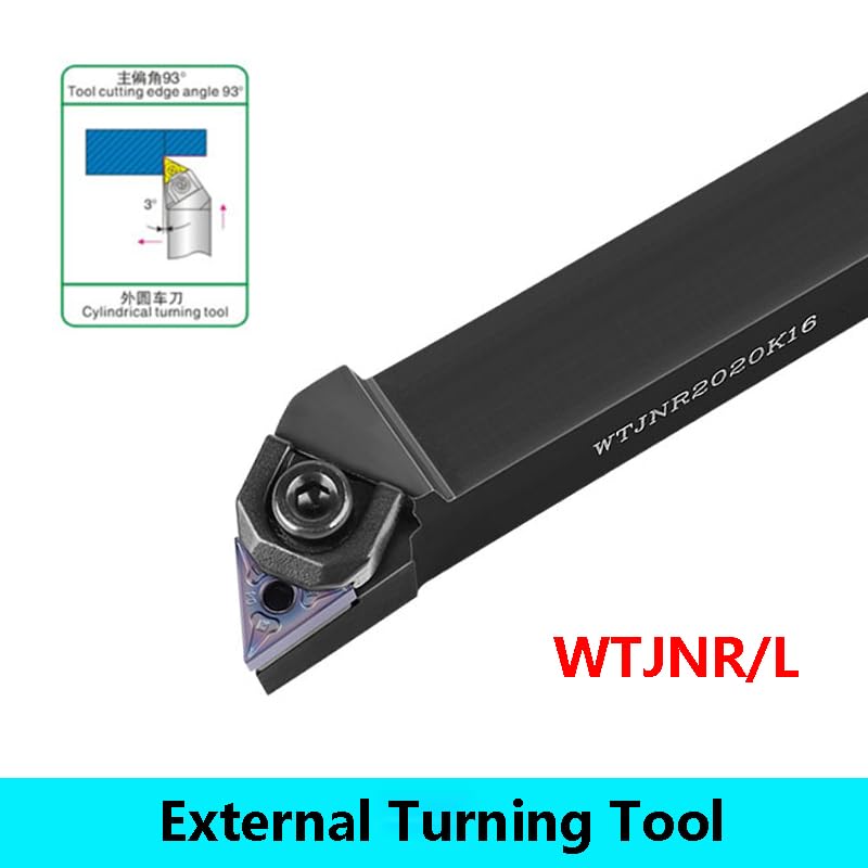 1pc External Triangul Turning Tool Holder WTJNR1616H16 WTJNR2020K16 WTJNR2525M16 WTJNR3232P16 Lathe TNMG Carbide Inserts(WTJNL1616H16)