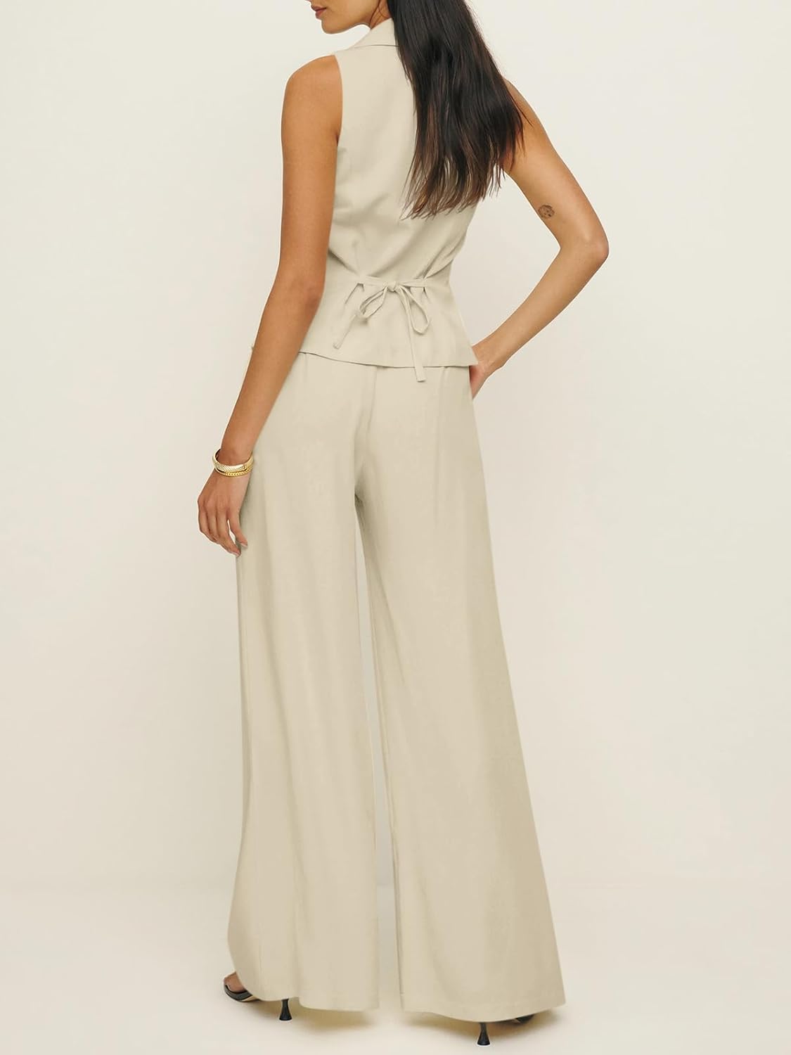 Cicy Bell Womens Vest Sets Summer 2 Piece Outfits Button Crop Blazer Vest and Wide Leg Pant Suits - Image 5