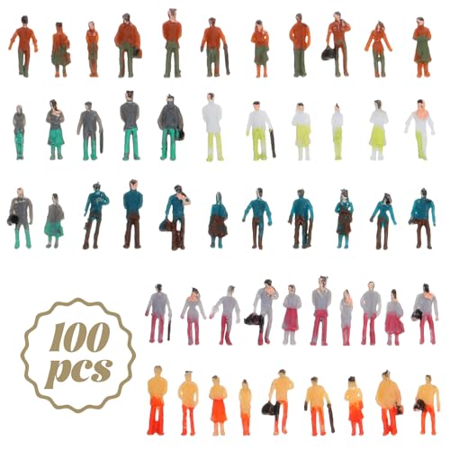 Sibba 100 Stück Miniatur Menschen 1:150 Mini Figuren Erwachsener Menschen Modelleisenbahn kleine Modell Figuren Verschieden Posen Stehende und Sitzende Personen, 1 × 0,5 cm