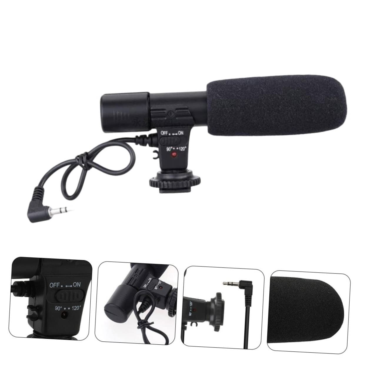Veemoon Micrófono para Grabar Videos PC y Cámara Réflex Digital Alta Definición, Direccional y Ángulo Ajustable de 90/120 Grados para Entrevistas y Grabación Profesional