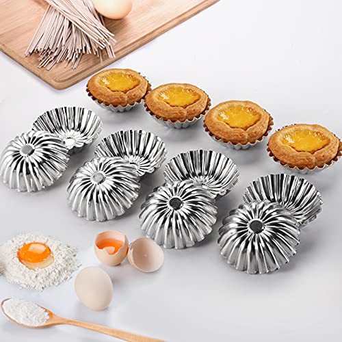 Dicunoy 100 Pcs Egg Tart Molds For Baking, 3" Mini Tart Pie Pan, Aluminum Brioche Mold, Resuable Ensaymada Molder Filipino, Brioche Tins Mould For Tart Shells, Cupcakes, Mini Cake, Pudding, Muffin #TOP3