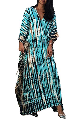 L-Peach Femmes bohème Caftan spacieux Chemise de Nuit Longue Tenue de Plage Robe de Plage Couverture Robe Sarong paréo