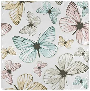 Auskid Colorful Butterflies Cloth Napkins Set of 6, Washable Polyester Dinner Napkin, 20 x 20 Inch Table Napkins for Family, Parties, Weddings, Restaurant, Holiday Dinner