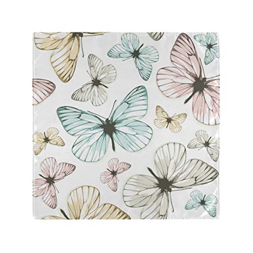 Auskid Colorful Butterflies Cloth Napkins Set Of 6, Washable Polyester Dinner Napkin, 20 X 20 Inch Table Napkins For Family, Parties, Weddings, Restaurant, Holiday Dinner #TOP5