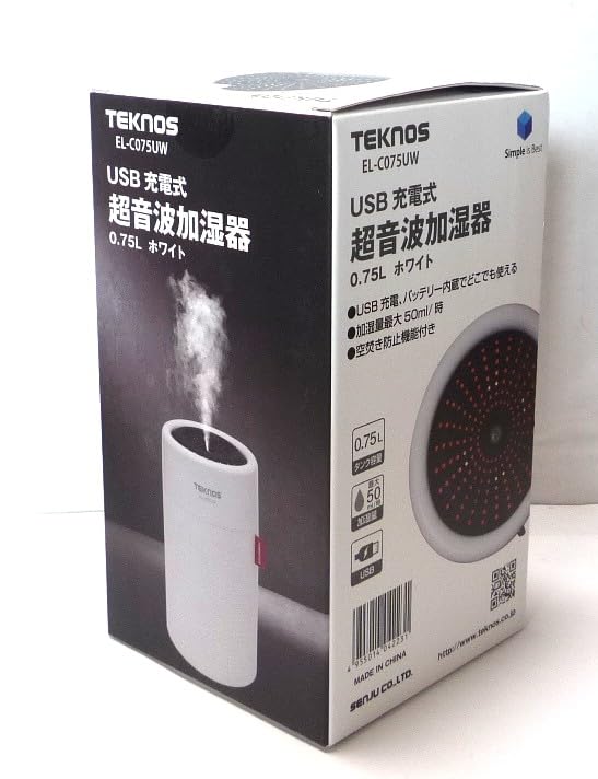 ホワイト円筒形加湿器 Amazon.co.jp: TEKNOS 充電式USB円筒形加湿器 0.75ℓ (ホワイト) EL
