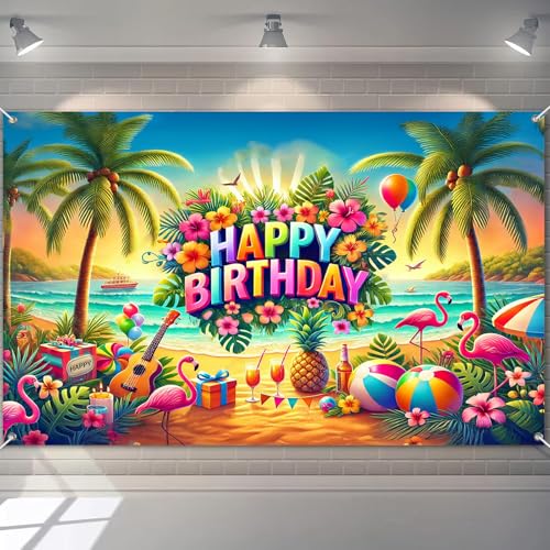 BlissYard fondo cumpleaños tema playa tropical 120x84 in miniatura 1