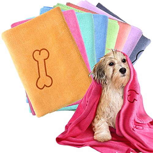 犬用タオル ペットバス乾燥タオル 8枚 55 x 28インチ Lサイズ 吸収性 マイクロファイバー 速乾 ソフト ビーチタオル 軽量 猫 子犬 シャワー 必需品 クリーニングアクセサリー (8色)（Amazon）