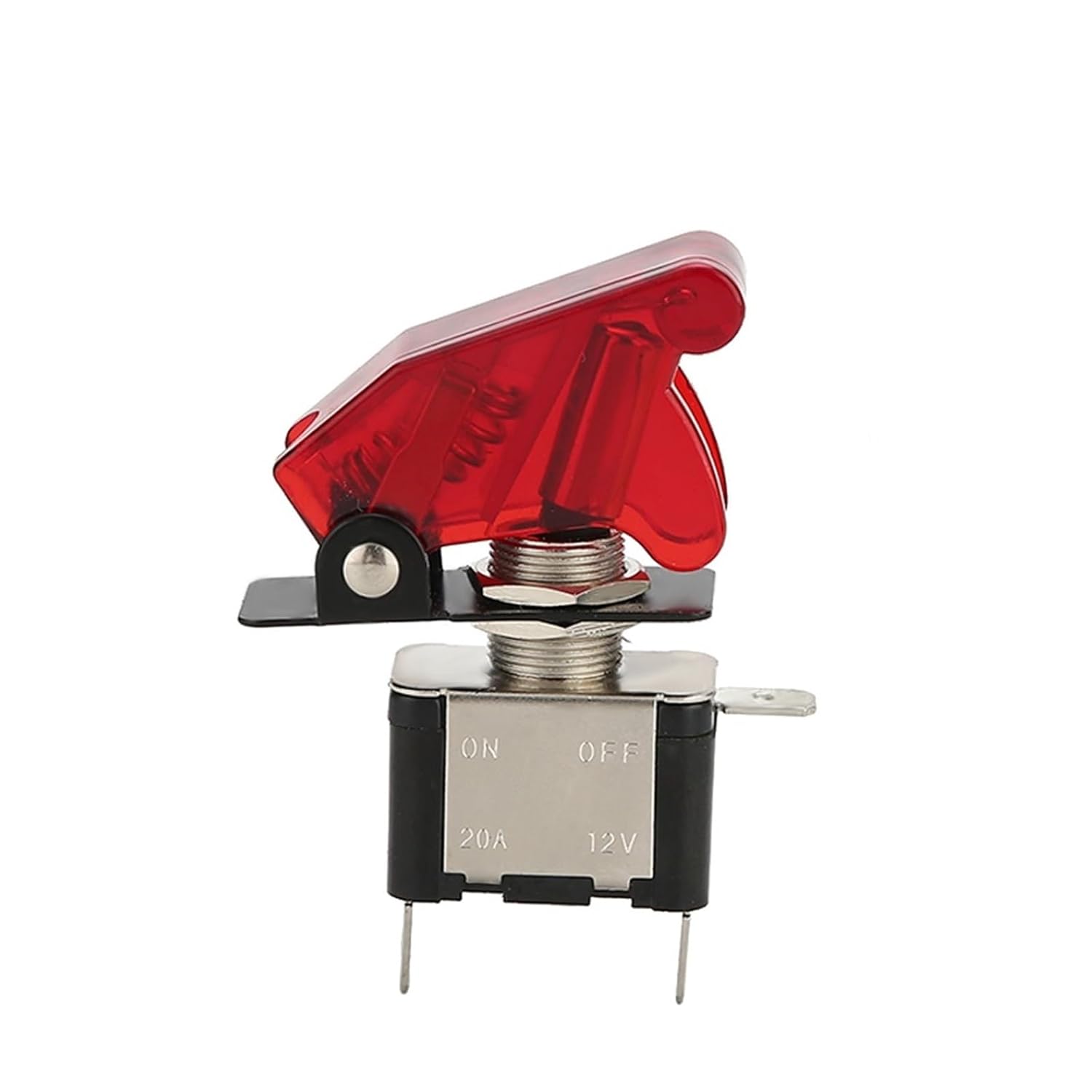 Auto Car Boat Truck 12V LED Toggle Switch Light Illuminated 3pin ON Off 20A with Safety Aircraft Flip Up Cover Guard Red Green(Green Cover,Red LED Switch)