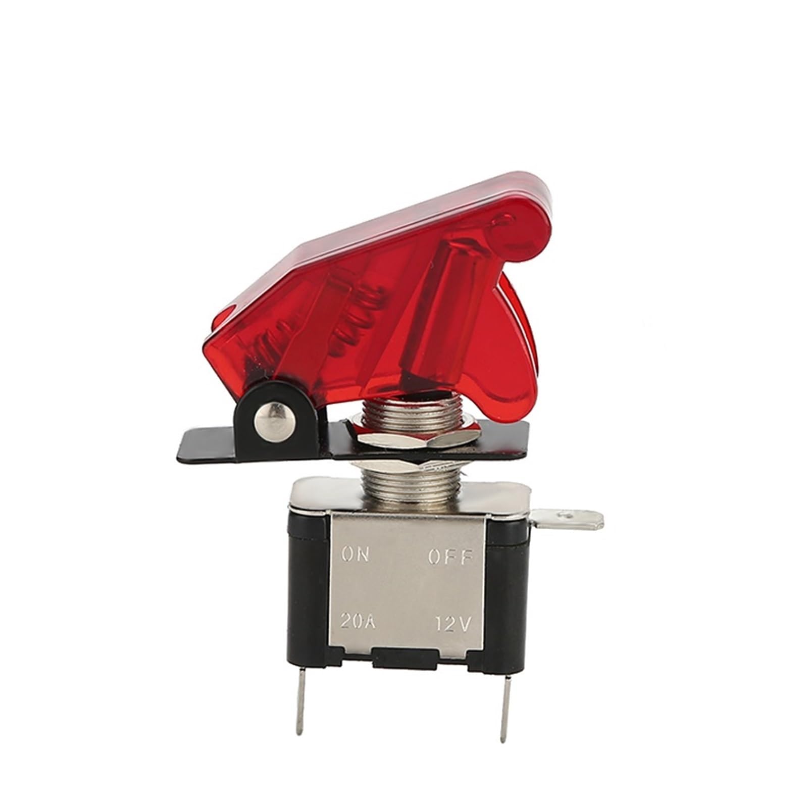 Samochodowa ciężarówka samochodowa 12 V LED przełącznik dźwigienkowy podświetlane światło 3pin ON Off 20 A z osłoną na klapę do samolotu bezpieczeństwa czerwony zielony (przezroczysty fioletowy,