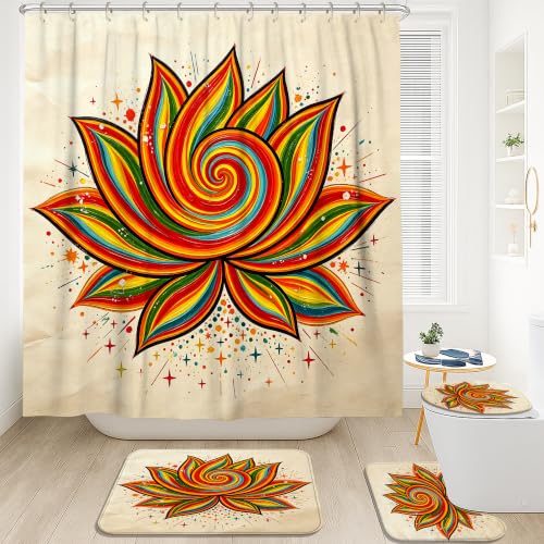 Rideau de douche nénuphars polyester imperméable 183x183 cm pour salle de bain