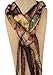 LRW DESIGNS - Women’s Earth Colored Handmade Oblong Patchwork Scarf made from Recycled Sari Fabrics, Embroidered Quilt and Black Tulle with Tail Accents